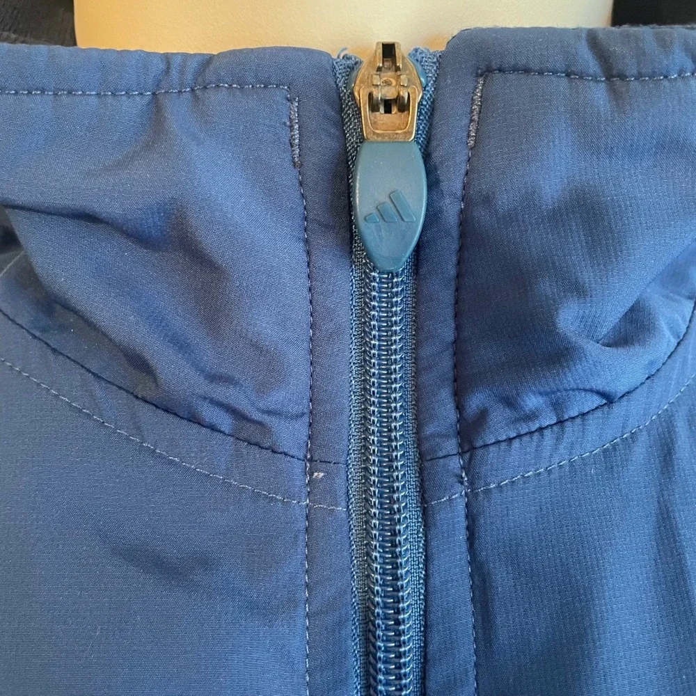 Vintage ADIDAS Windbreaker Mens Large Blue Black 3 Stripes Jacket Coat Full Zip